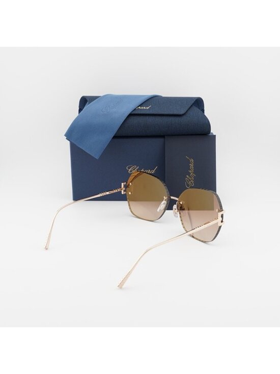 Chopard SCHG31M 300G Sunglasses Gold Butterfly Frame, Brown Lenses